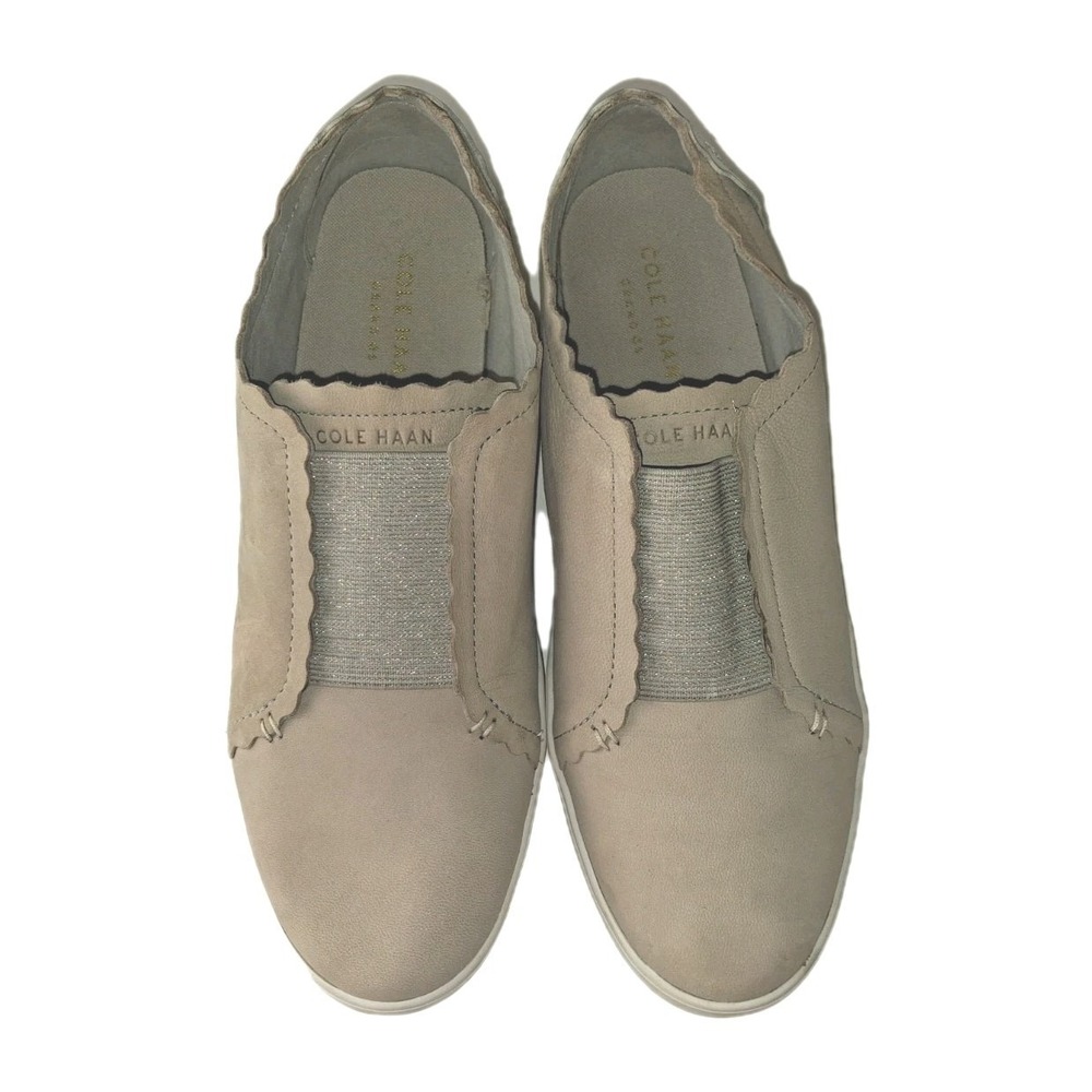 Cole Haan Women's size 10 B Gray‎ Silver Leather  Slip On Flats Shoes